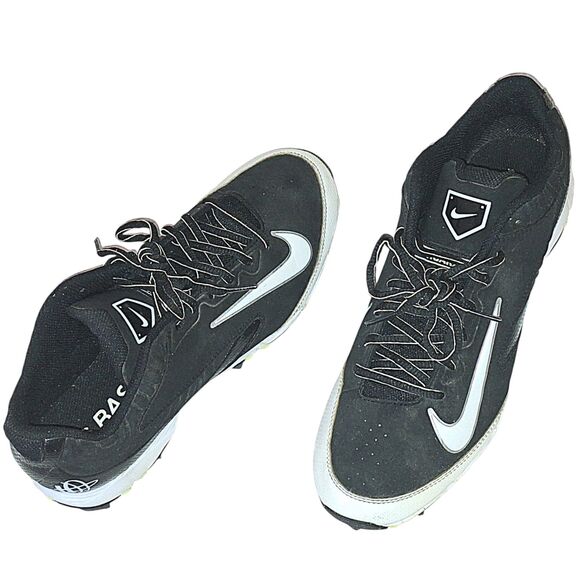 Nike Alpha Huarache Elite Molded Baseball Cleats Black White Silver Mens Size 9